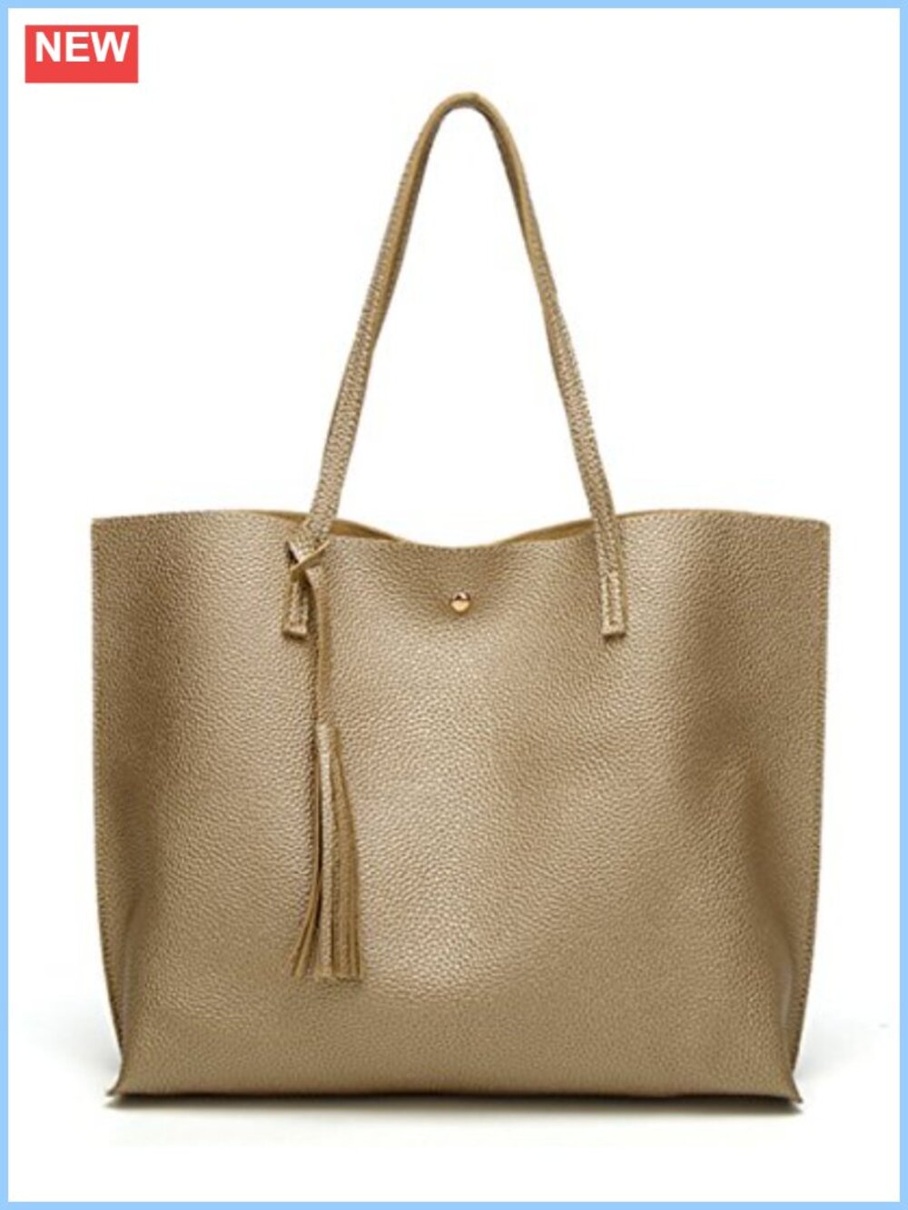 Faux Leather Tote Bag Soft Big Capacity Tassel Shoulder Handbag